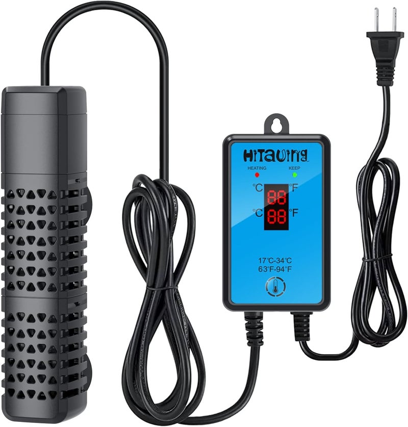 HiTauing Aquarium Heater, Upgraded 100W Fish Tank Heater with Intelligent Leaving Water Automatically Stop Heating and Advanced Temperature Control System, Suitable for Saltwater and Freshwater - Image 1